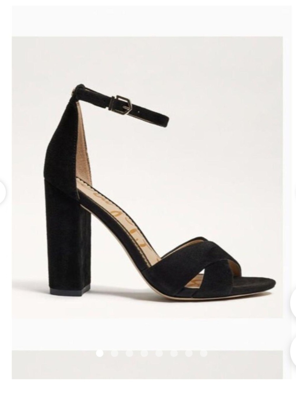 Sam Edelman Black Suede Block Heel Ankle-Strap Sandals